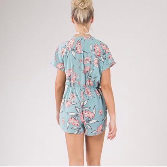 Blue Floral Romper Jumpsuit Playsuit - Picture 2 of 5